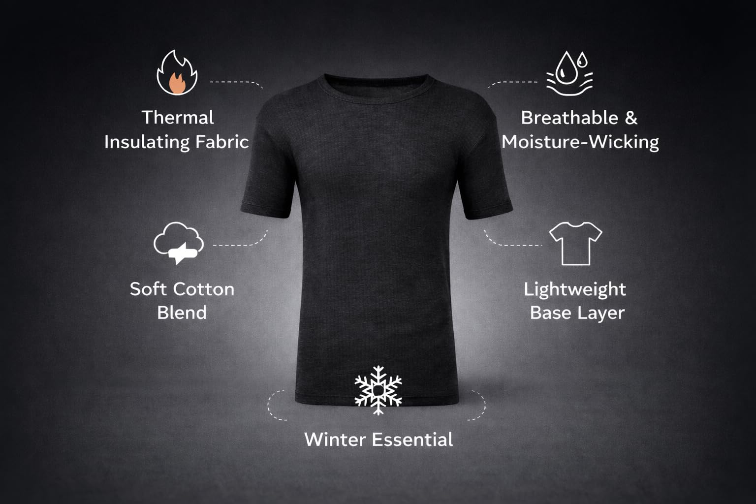 MAYAR STYLES® Men’s Thermal Short Sleeve Underwear Top – Warm Breathable Base Layer – Soft Cotton Blend Winter Thermal T-Shirt – Heat Retaining – S to XXL