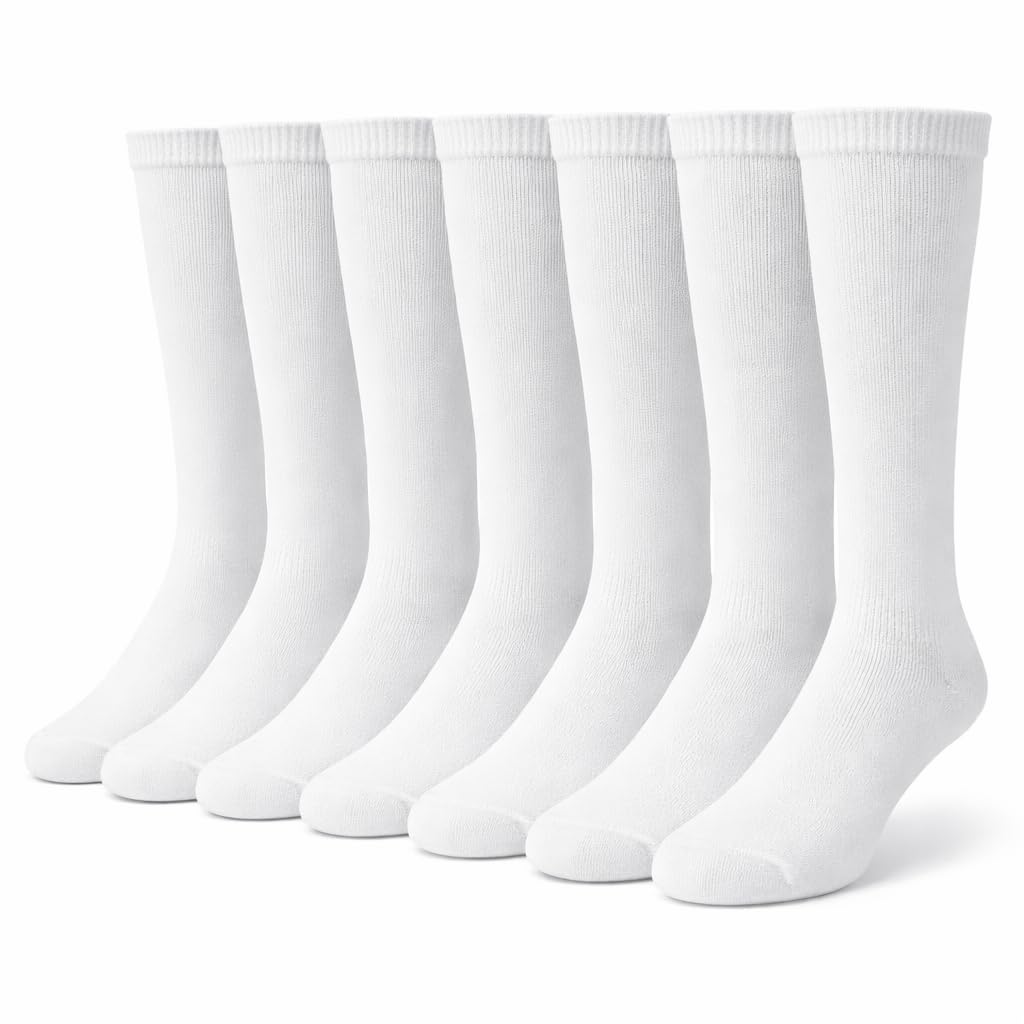 MAYAR STYLES® 6 Pairs Girls Kids Knee High School Socks Cotton Rich | Back to School Plain Long Socks | Uniform, Party & Daily Wear