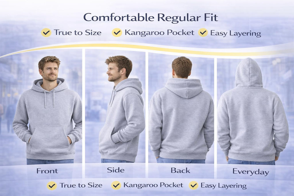 MAYAR STYLES® Men’s Pullover Hoodie Plain Sweatshirt | Soft Warm Fleece Hoodie | Casual Everyday Hoody for Men | S–XXL | Black Grey Charcoal Navy Pink