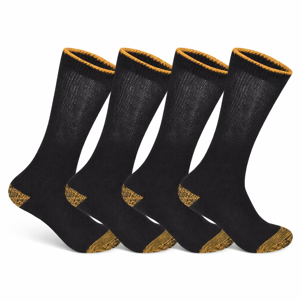 MAYAR STYLES® Men’s Work Socks Heavy Duty Cotton – Thick Cushioned Warehouse Safety Boot Socks for Hiking, Driving & Construction – Breathable Thermal Crew Socks 6 Pack