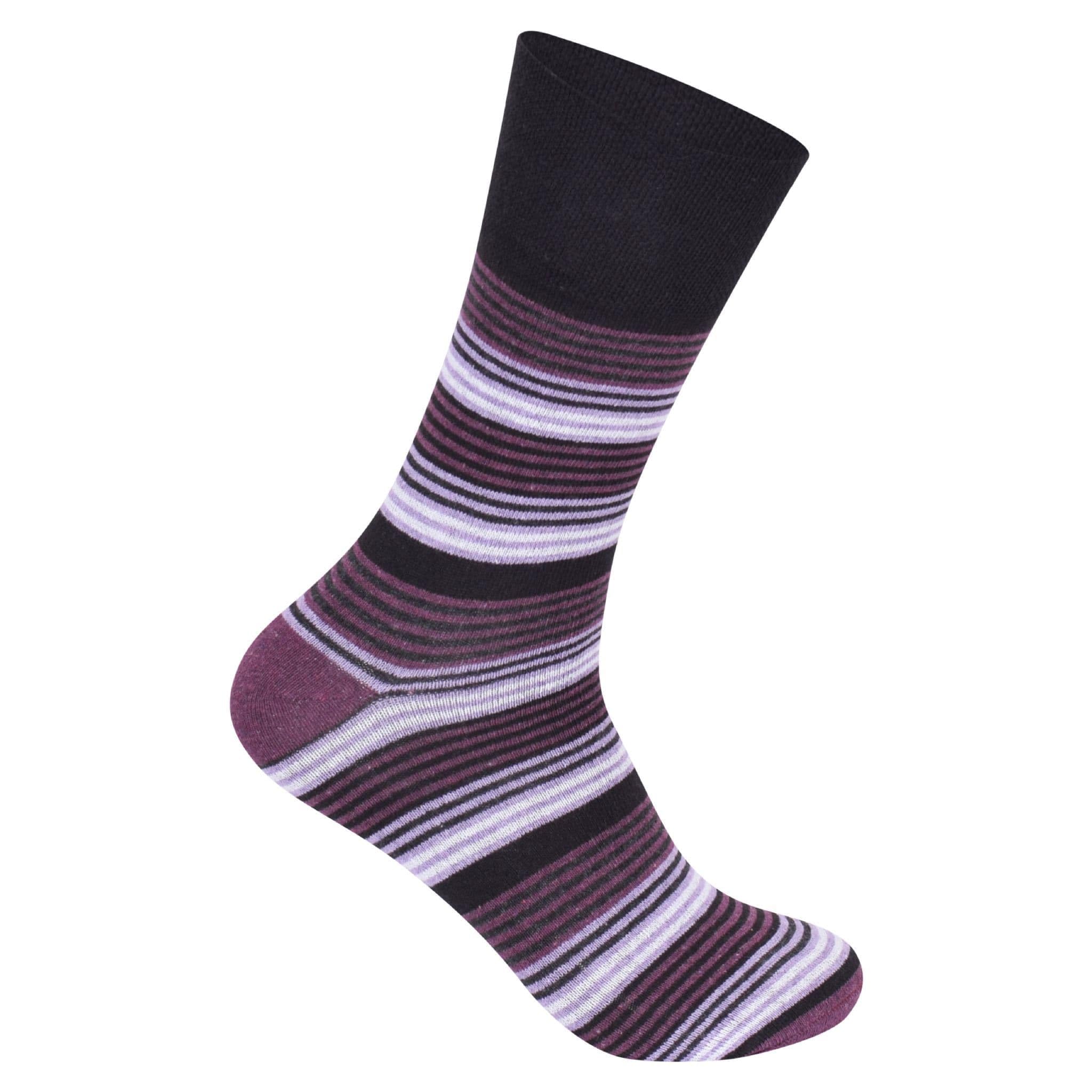 MAYAR STYLES Mens Diabetic Stripy Suit Socks, Non-Elastic Cotton Rich, UK 7-11, Stretchy Circulatory Socks