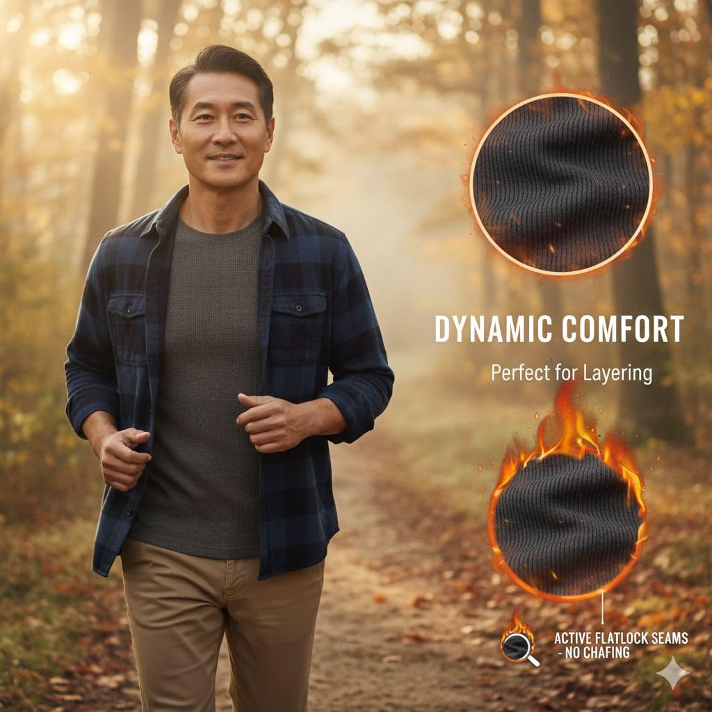 MAYAR STYLES Mens Thermals - Thermal Top for Men, Long Sleeve Thermal Tops Mens, Thermal Vests, Comfort Fit Thermal Shirt Men, 0.45 TOG, Cotton-Polyester Blend in Black, White, Charcoal, Small to XXL