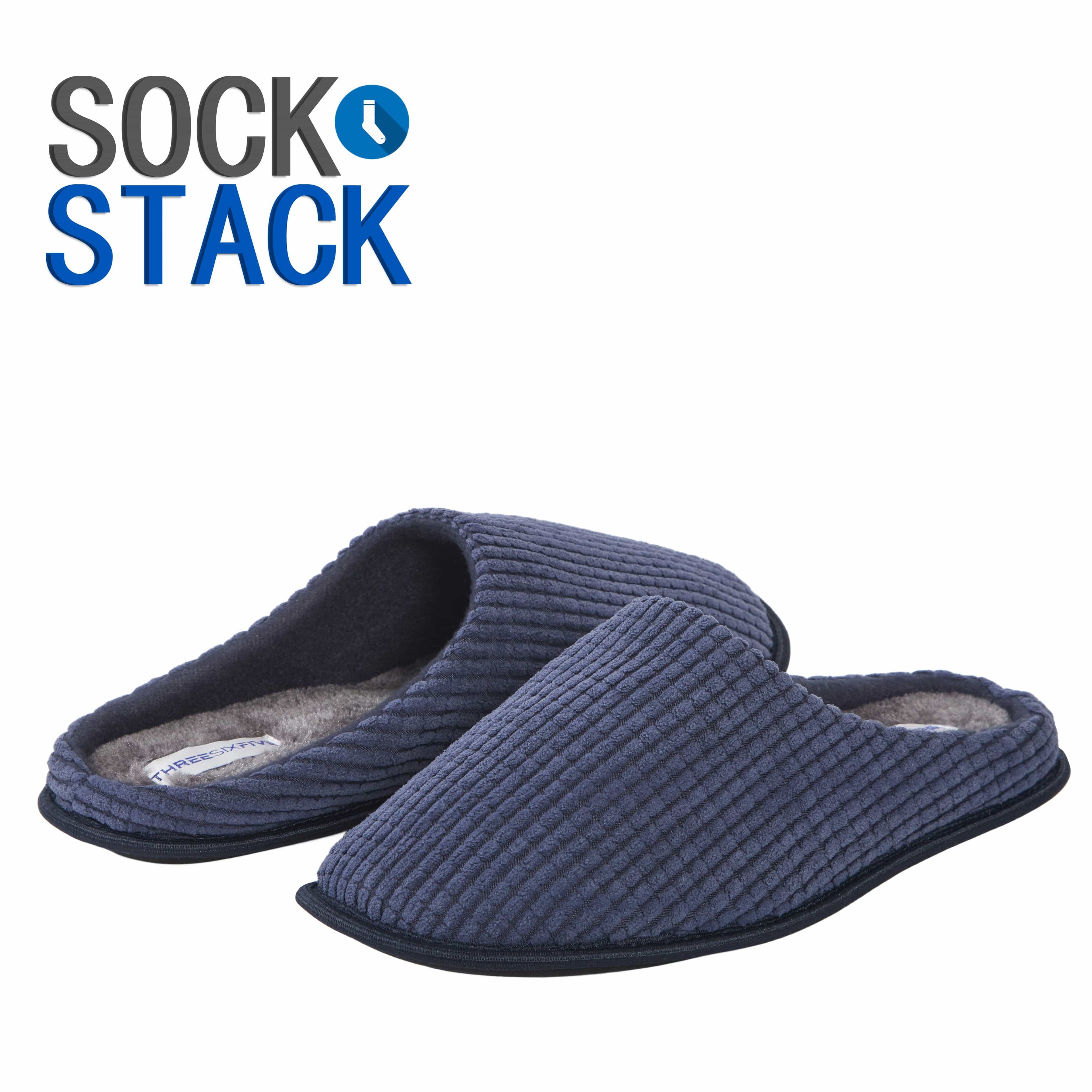 Men's Corduroy Slip On Indoor House Shoes Non Slip Sole Memory Foam Warm Thermal Lined Easy Care Slipper Pair by Sock Stack