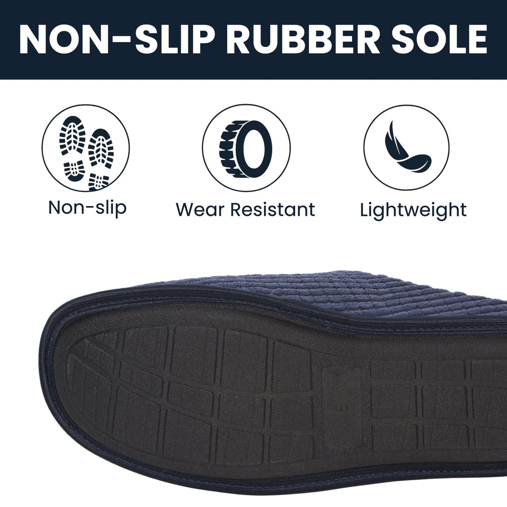 Men's Corduroy Slip On Indoor House Shoes Non Slip Sole Memory Foam Warm Thermal Lined Easy Care Slipper Pair by Sock Stack