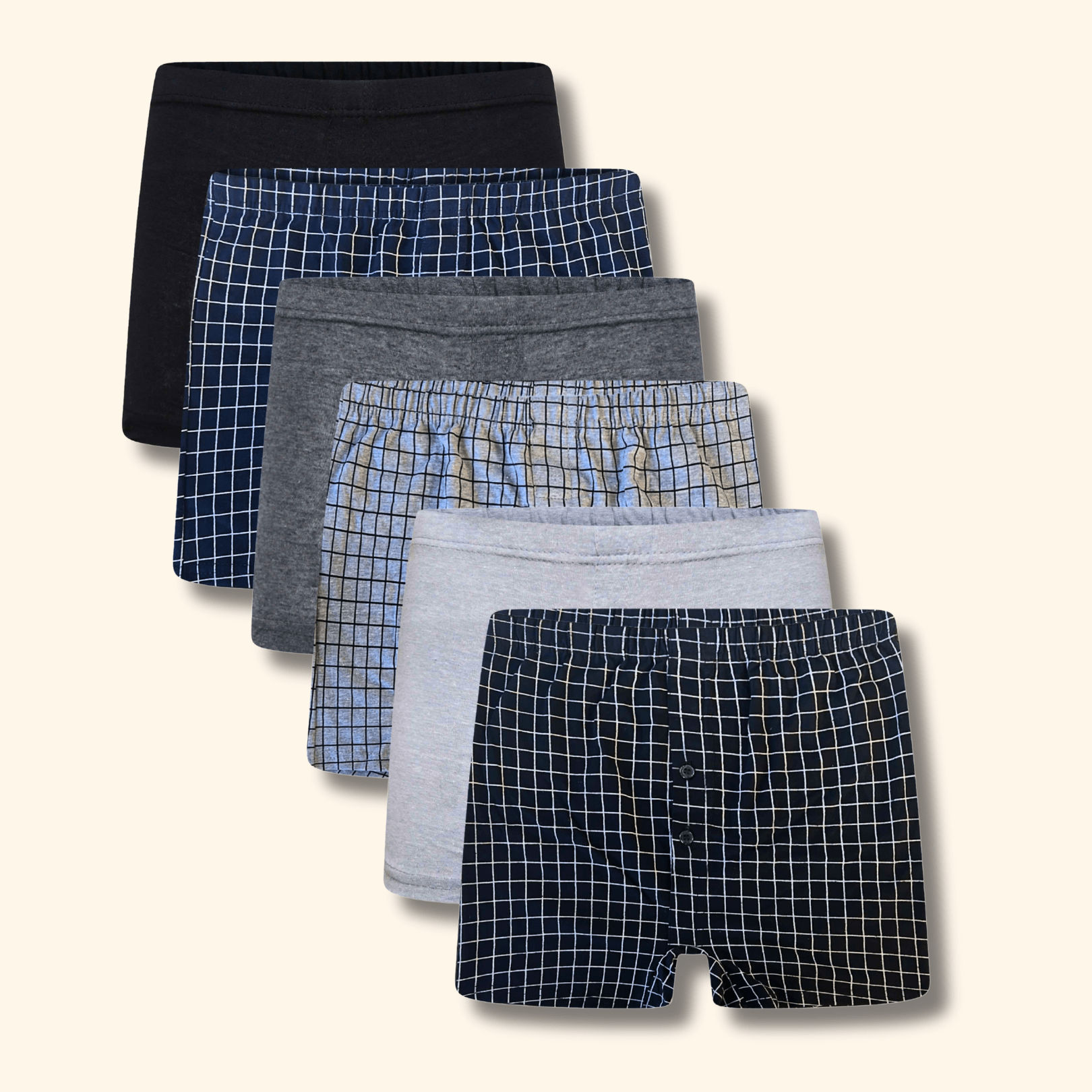 Sock Stack Mens Jersey Boxer Shorts Cotton Rich Classic Fit Breathable Button Fly Pack Of 6 Everyday Comfort For Active Wear