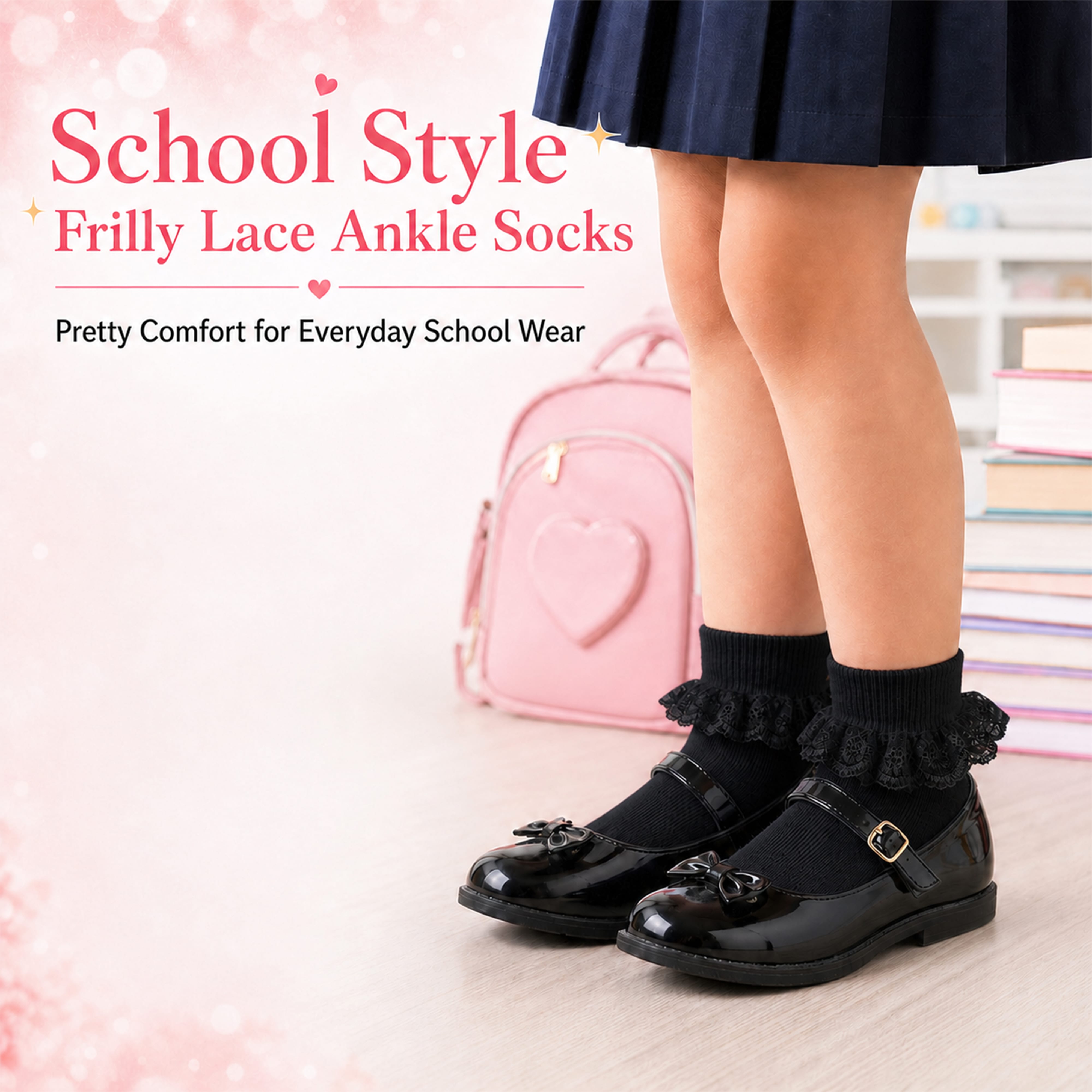 Sock Stack 6 Pairs Black Girls Tutu Frilly Ankle Socks With Lace And Bow Super Soft Wedding Christening Socks For Dress Up And Everyday Wear