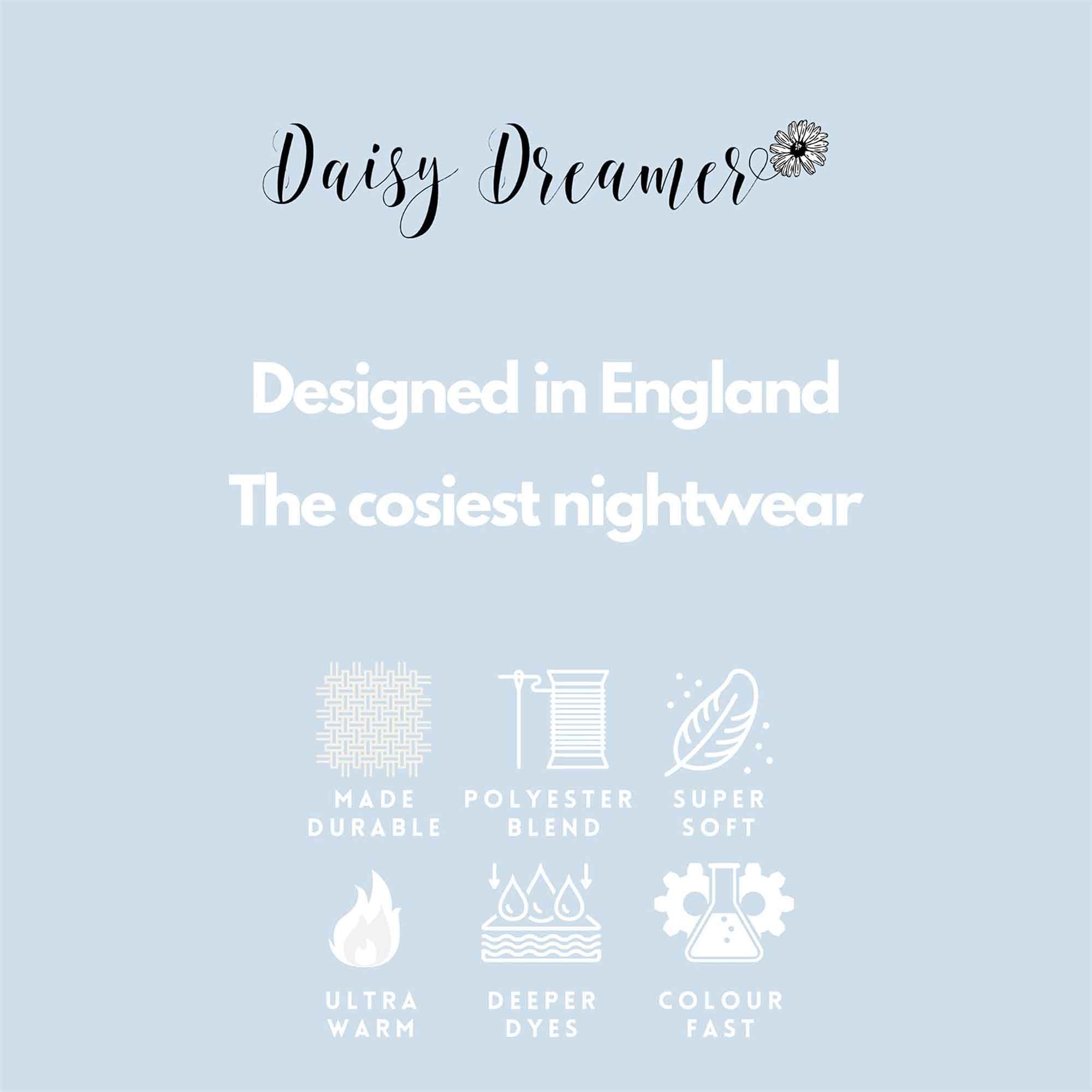 Daisy Dreamer Women's Fleece Hooded Robe Snuggle Touch Velvet-Soft Loungewear UK Sizes 8-22 Green Grey Pink Cozy Bath Spa Home