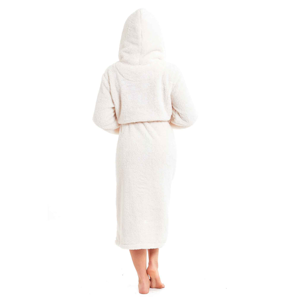 Daisy Dreamer Women's Fleece Hooded Robe Snuggle Touch Velvet-Soft Loungewear UK Sizes 8-22 Green Grey Pink Cozy Bath Spa Home