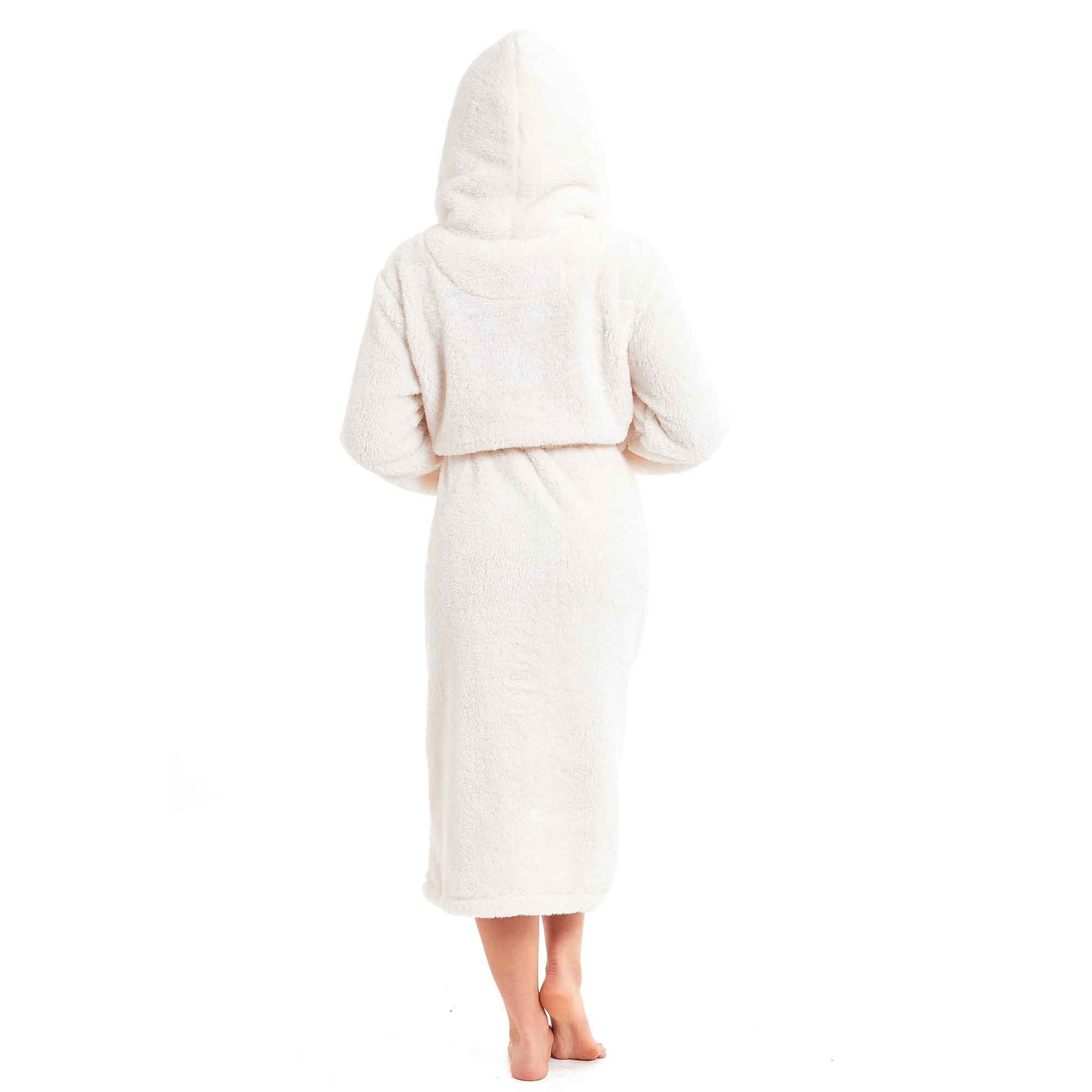 Daisy Dreamer Women's Fleece Hooded Robe Snuggle Touch Velvet-Soft Loungewear UK Sizes 8-22 Green Grey Pink Cozy Bath Spa Home