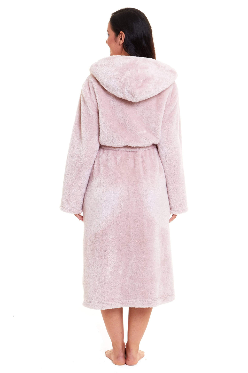 Daisy Dreamer Women's Fleece Hooded Robe Snuggle Touch Velvet-Soft Loungewear UK Sizes 8-22 Green Grey Pink Cozy Bath Spa Home