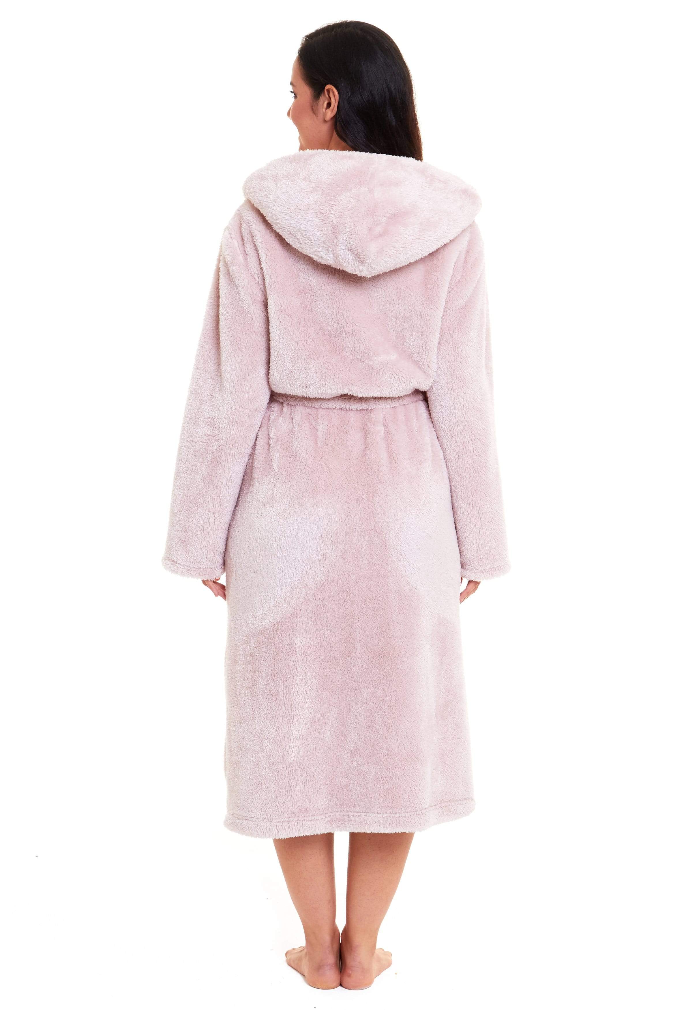 Daisy Dreamer Women's Fleece Hooded Robe Snuggle Touch Velvet-Soft Loungewear UK Sizes 8-22 Green Grey Pink Cozy Bath Spa Home