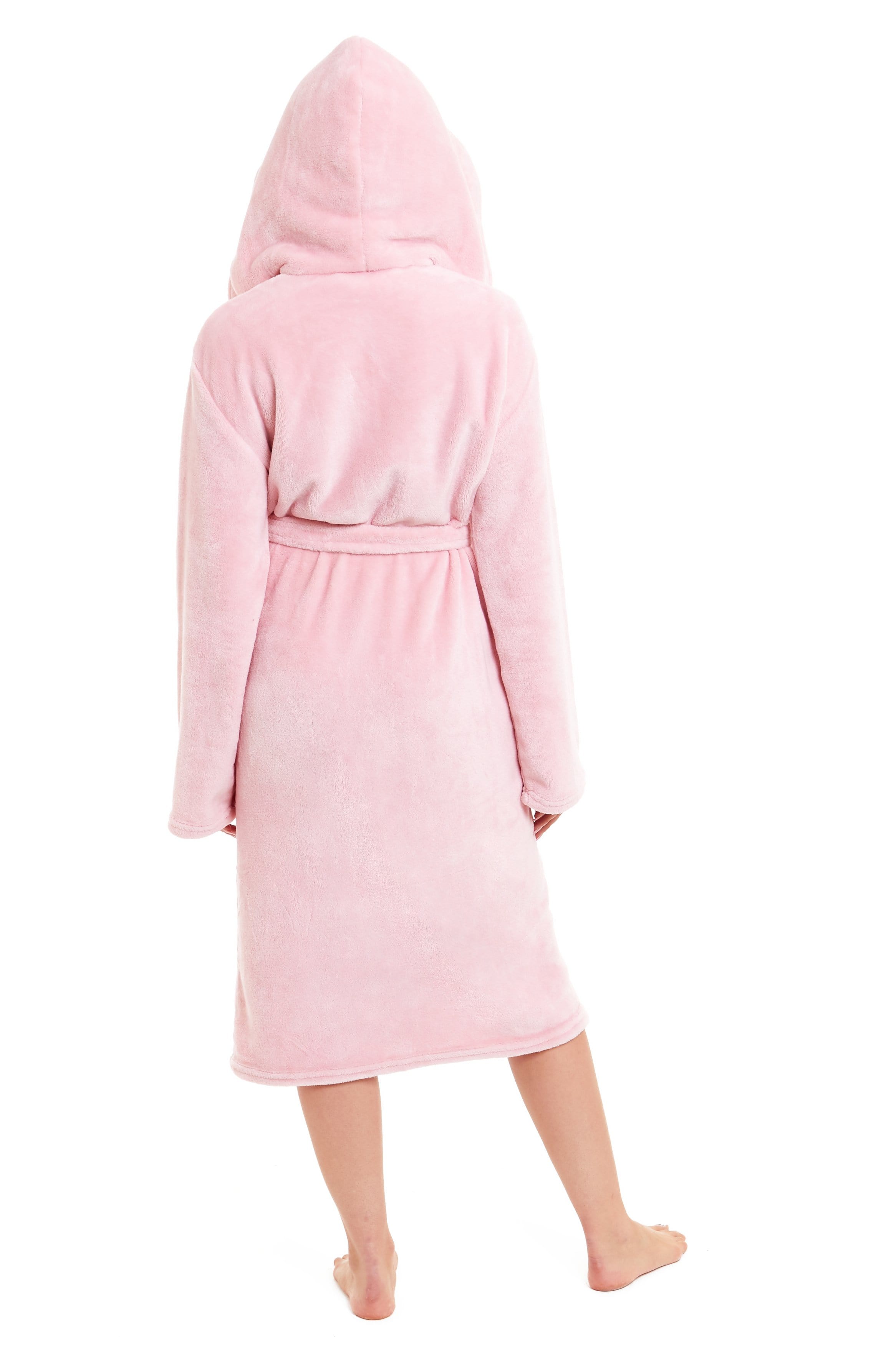 OLIVIA ROCCO Women's Hooded Plush Fleece Dressing Gown Ultra-Soft Velvet Bathrobe For Winter Lounging And Relaxation At Home