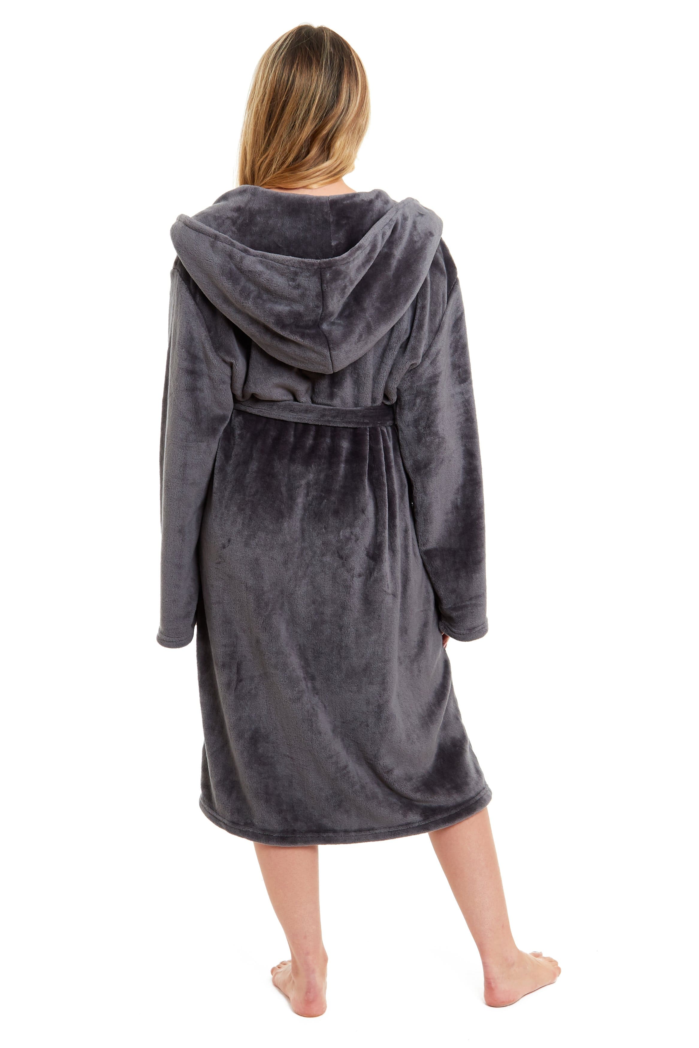 OLIVIA ROCCO Women's Hooded Plush Fleece Dressing Gown Ultra-Soft Velvet Bathrobe For Winter Lounging And Relaxation At Home
