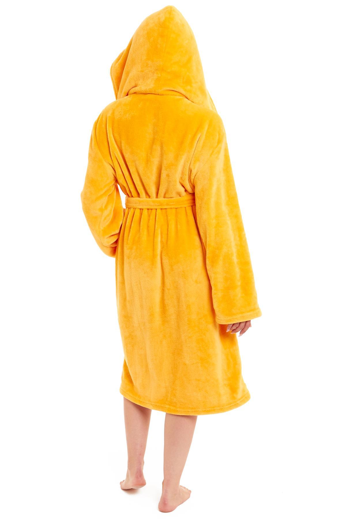 OLIVIA ROCCO Women's Hooded Plush Fleece Dressing Gown Ultra-Soft Velvet Bathrobe For Winter Lounging And Relaxation At Home
